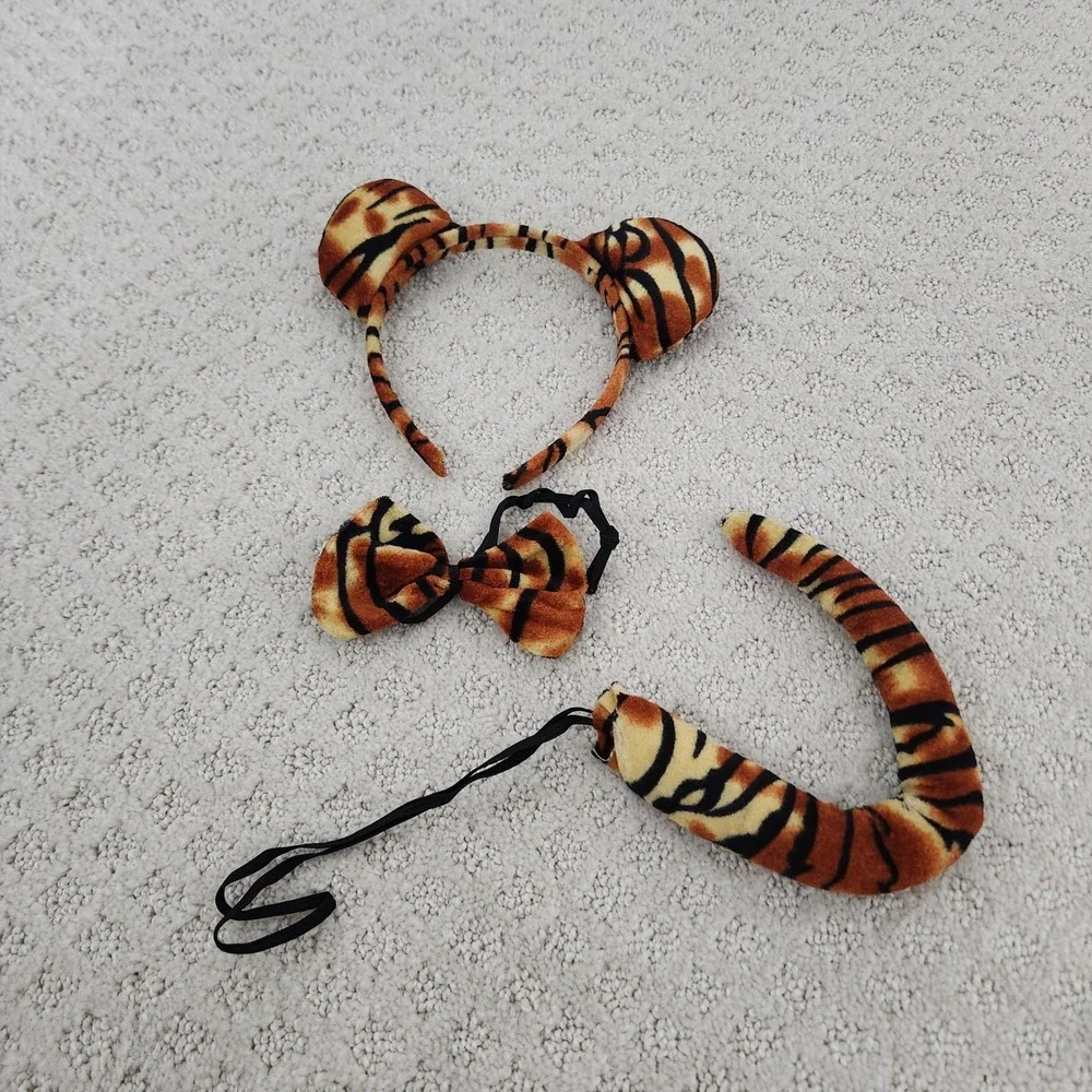Tiger Costume Accessory Set Headband Ears Bow Tie Tail NEW